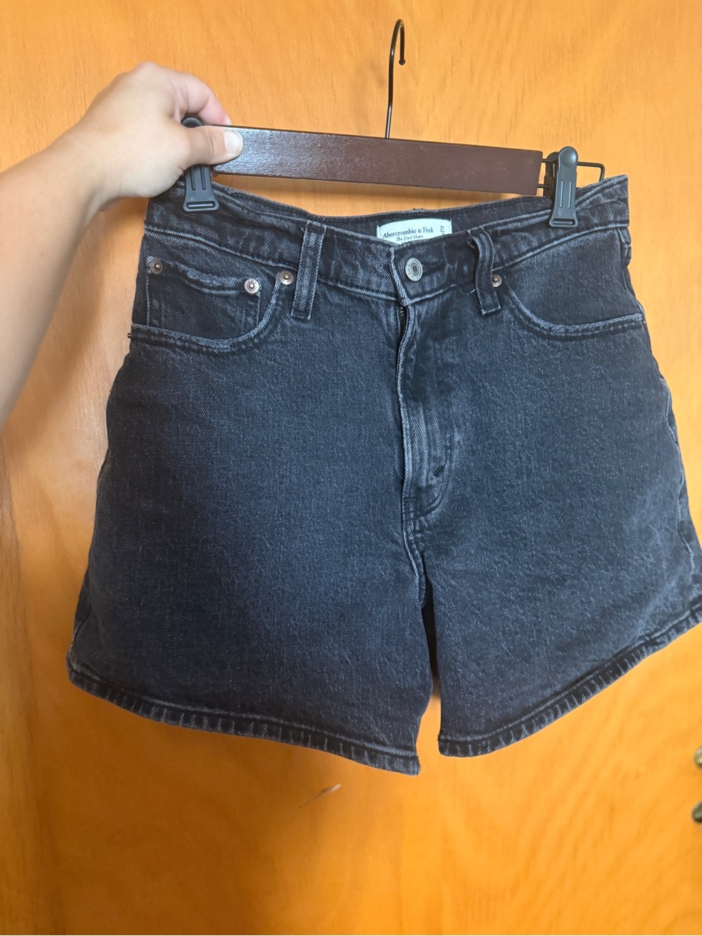 Abercrombie & Fitch Washed Black High-Rise "Curve Love" Jean Shorts